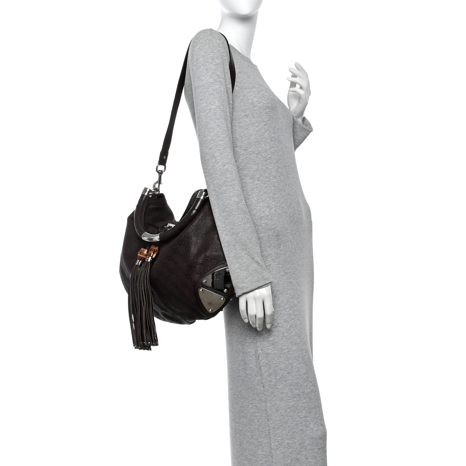 Gucci Guccissima Large Indy Top Handle Hobo Dark Brown 2 of 10