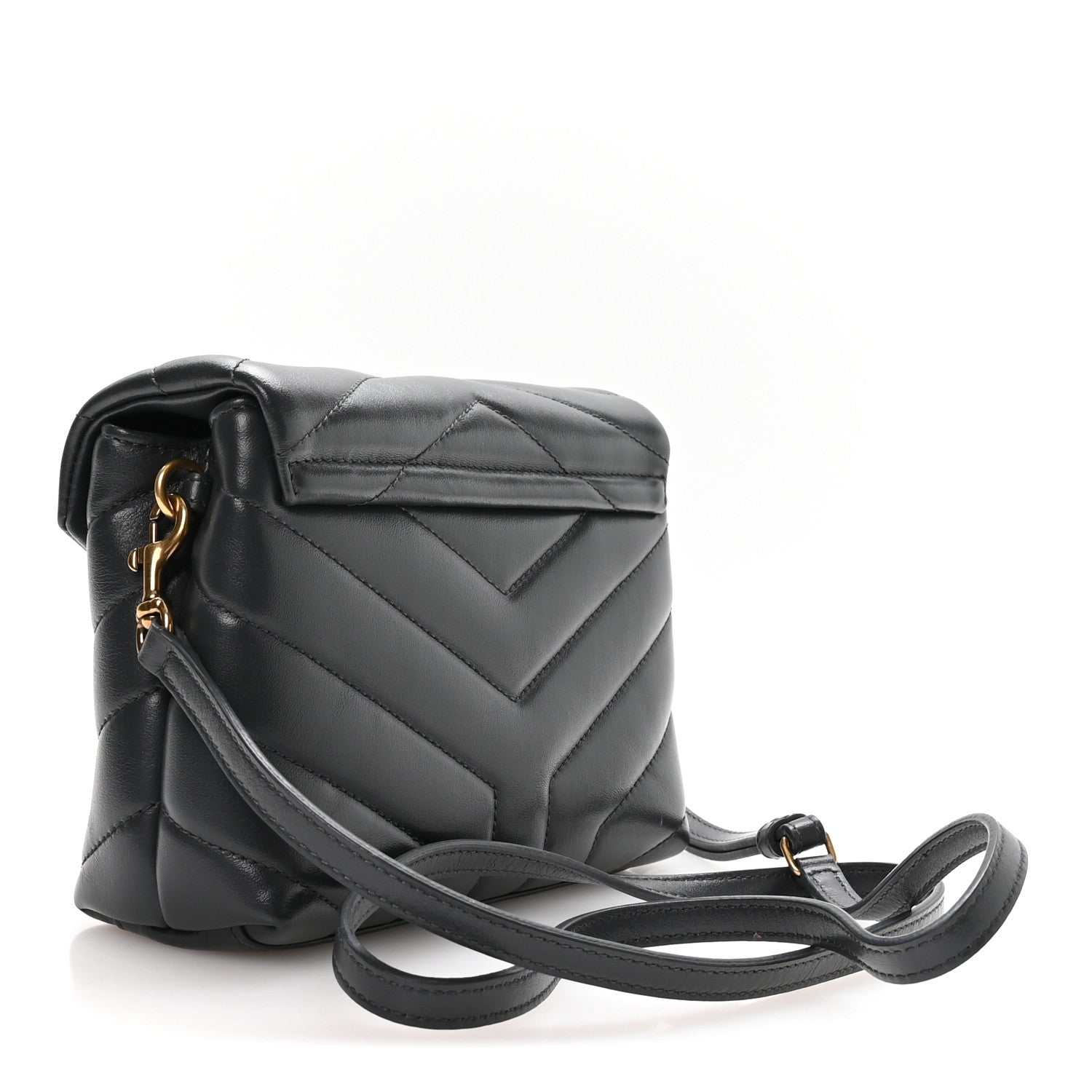 Saint Laurent Calfskin Y Quilted Monogram Toy Loulou Crossbody Bag Storm 3 of 10
