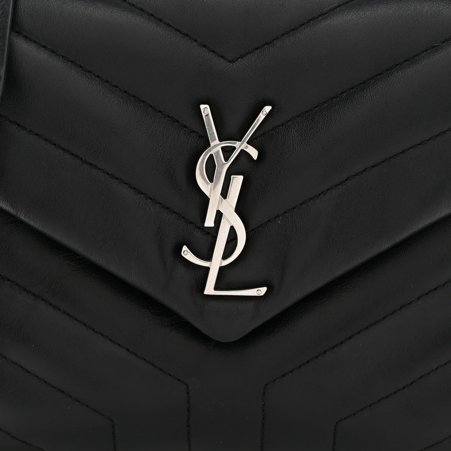 Calfskin Y Quilted Monogram Small Loulou Chain Satchel Black