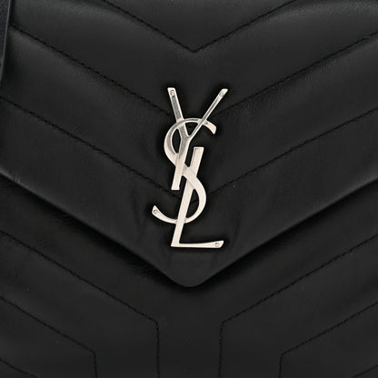 Saint Laurent Calfskin Y Quilted Monogram Small Loulou Chain Satchel Black 9 of 11