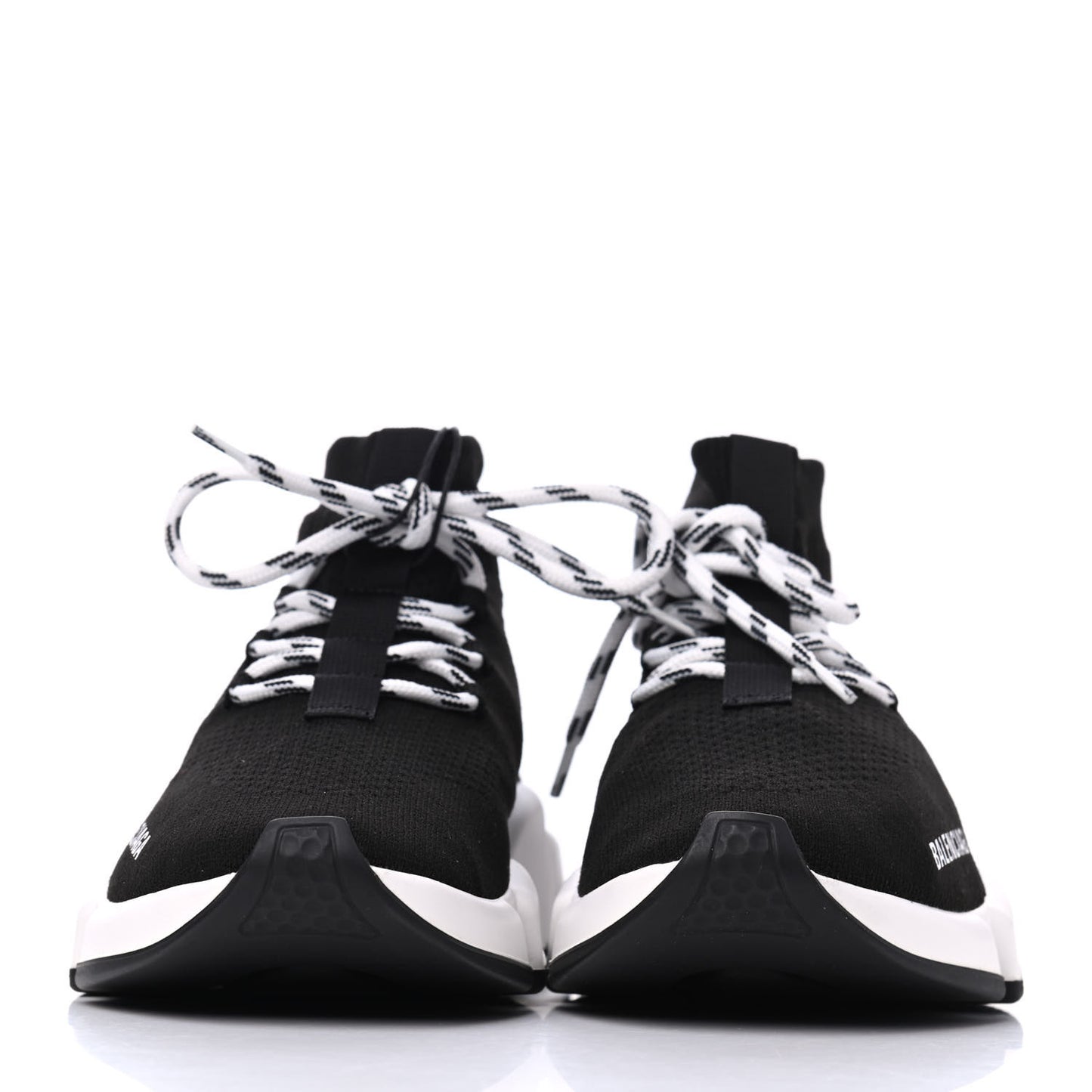 Recycled Knit Bi-Color Sole Womens Speed Lace Up Sneakers 36 Black White