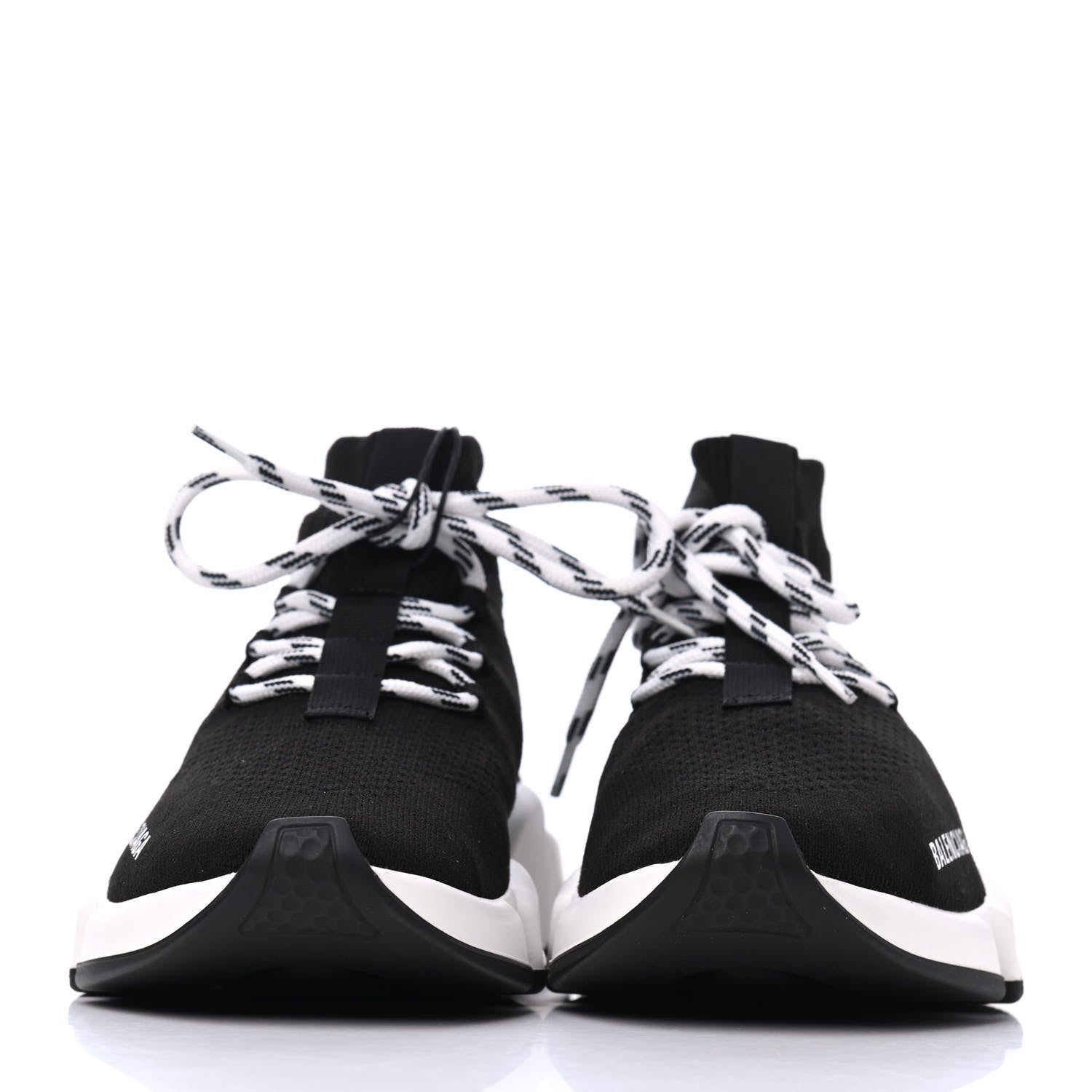 Balenciaga Recycled Knit Bi-Color Sole Womens Speed Lace Up Sneakers 36 Black White 2 of 8