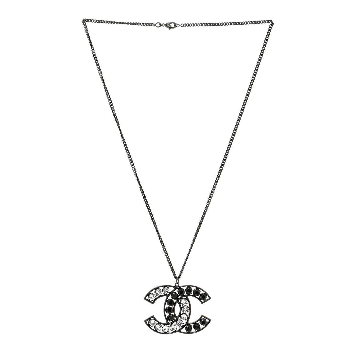 Ruthenium Crystal CC Necklace Black