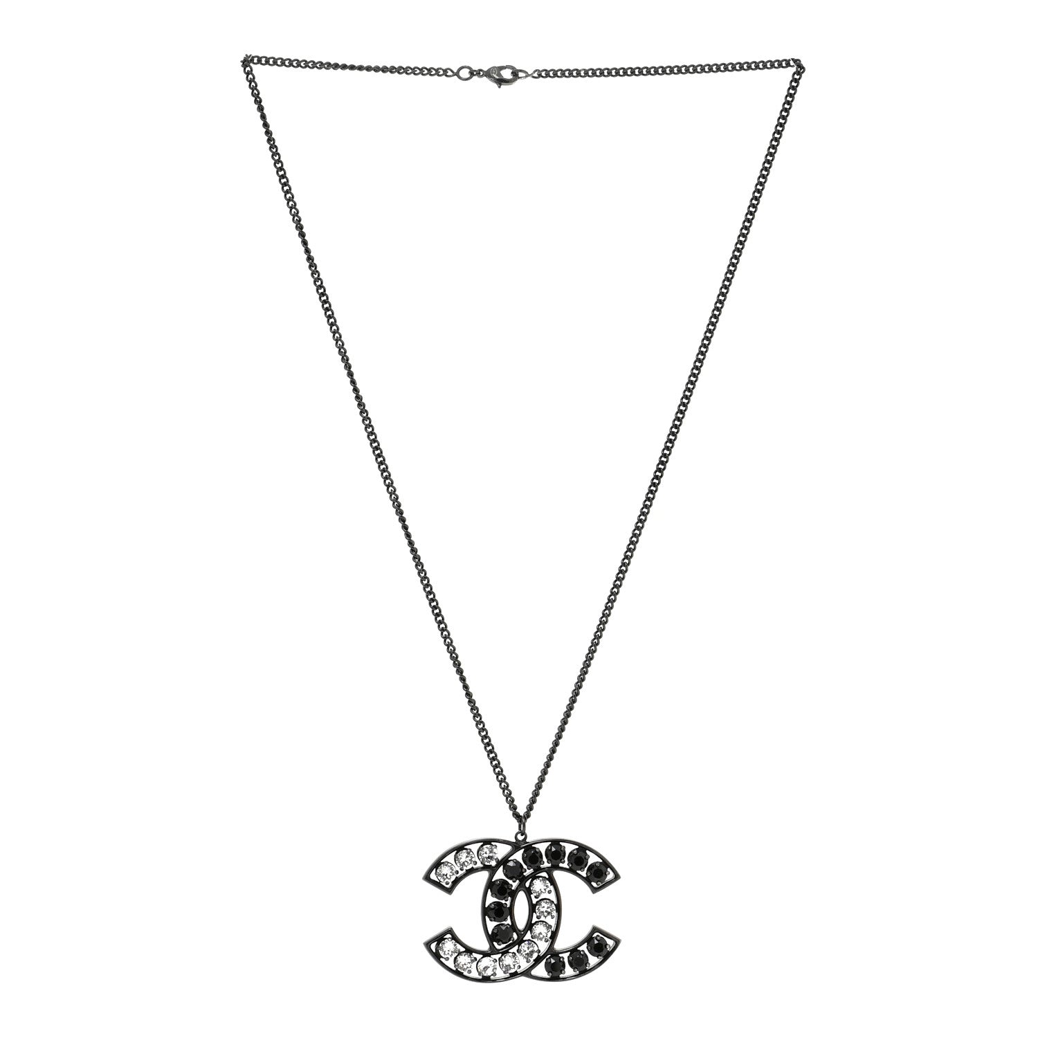 Chanel Ruthenium Crystal CC Necklace Black 3 of 5
