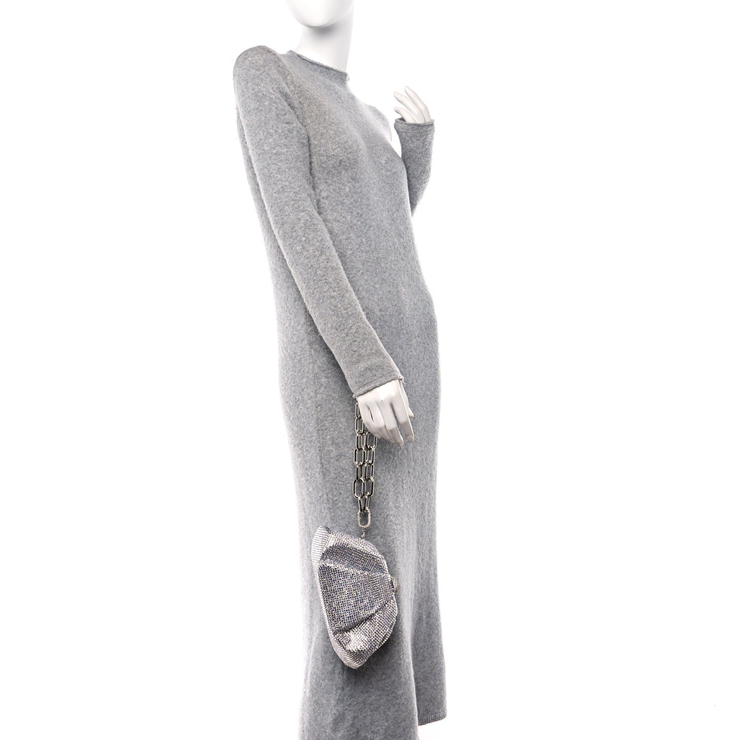 Swarovski Crystal Satin Gemma Clutch Silver