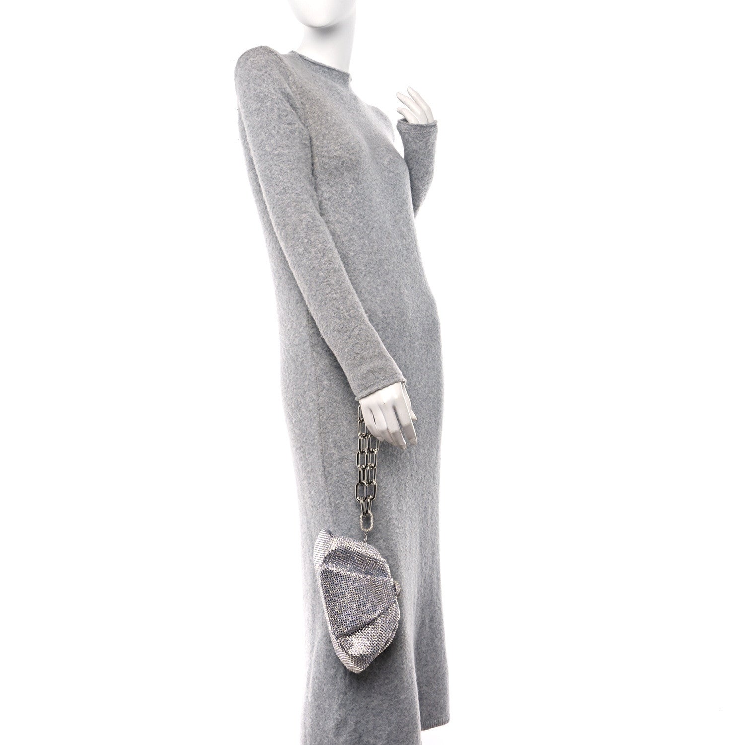 Judith Leiber Swarovski Crystal Satin Gemma Clutch Silver 2 of 8