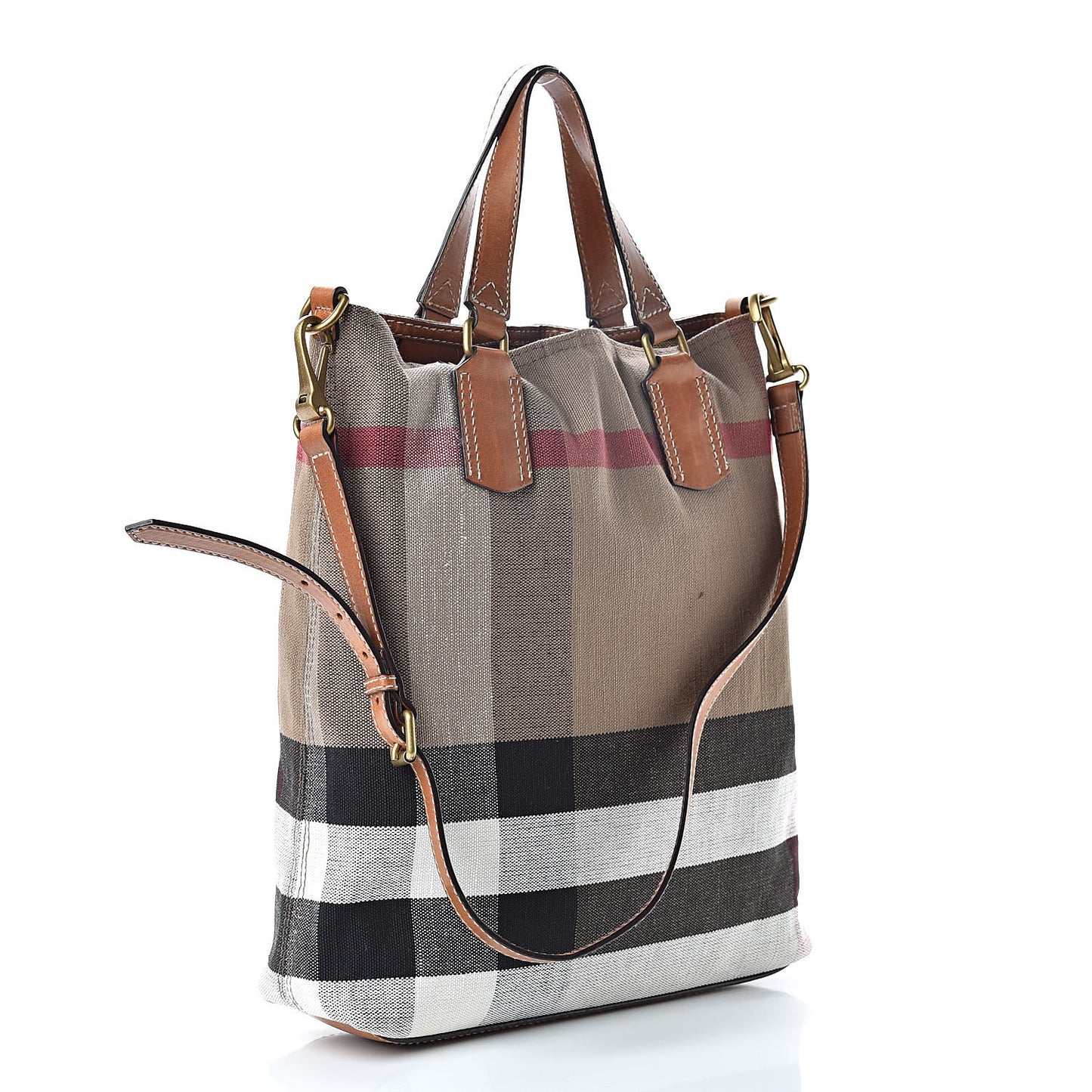 Canvas Mega Check Medium Tottenham Brit Tote Saddle Brown