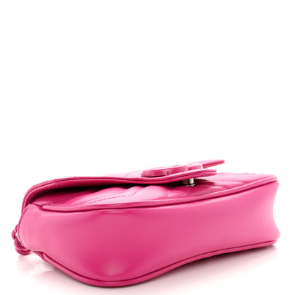 Gucci Calfskin Matelasse Monochrome GG Marmont Chain Belt Bag Classic Fuxia 4 of 11