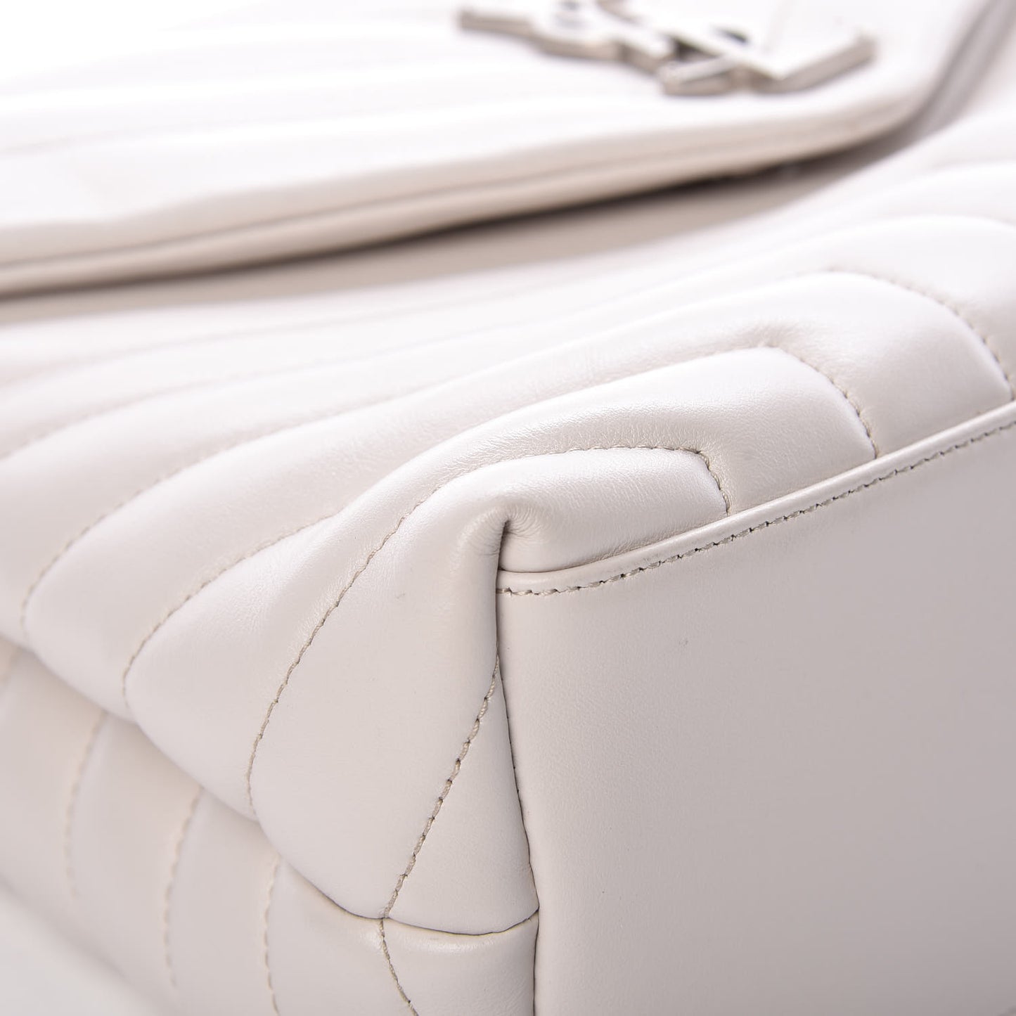 Calfskin Y Quilted Monogram Medium Loulou Chain Satchel Ivory