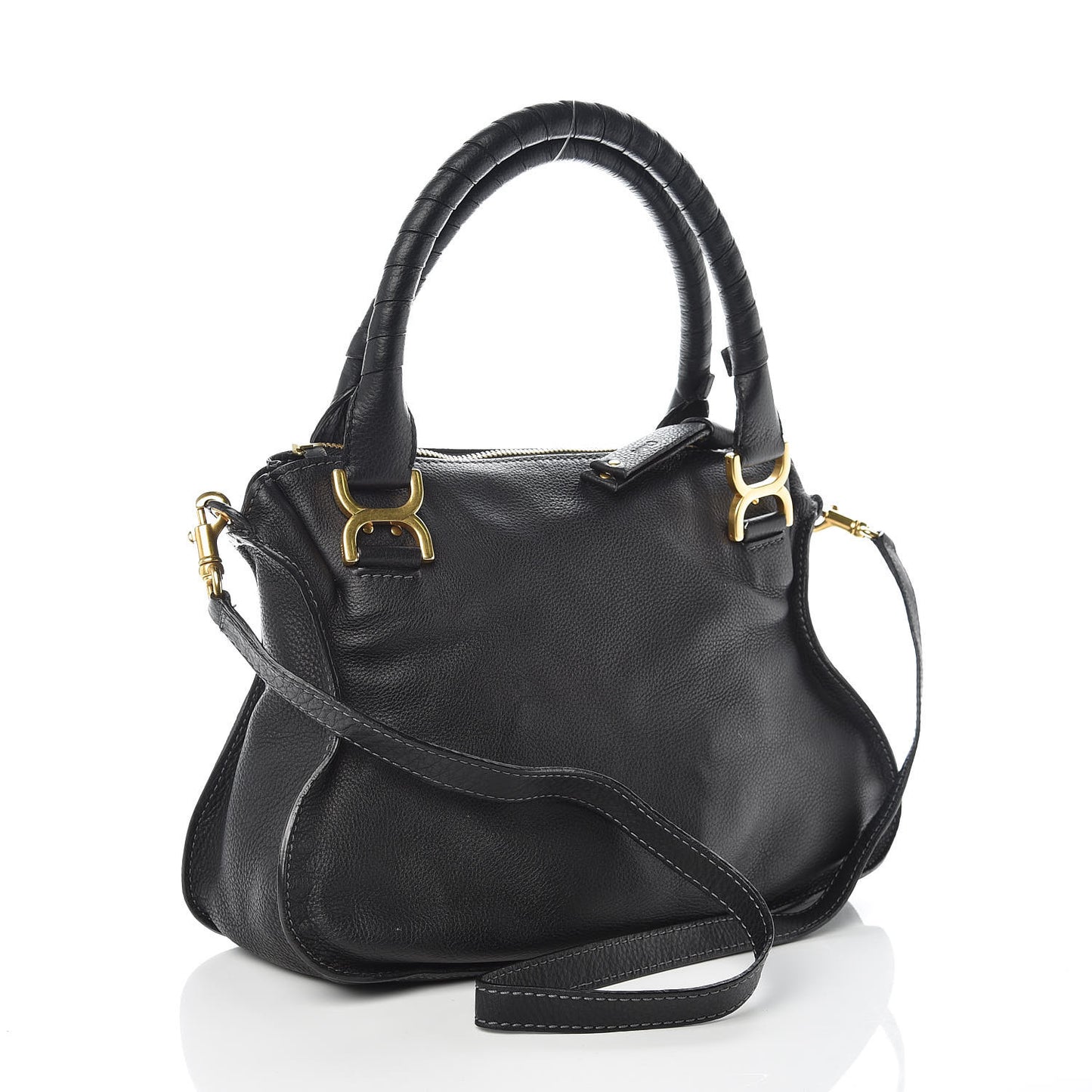 Calfskin Medium Marcie Satchel Black
