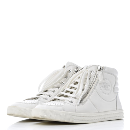 Chanel Calfskin High Top CC Sneakers 36 White 3 of 21