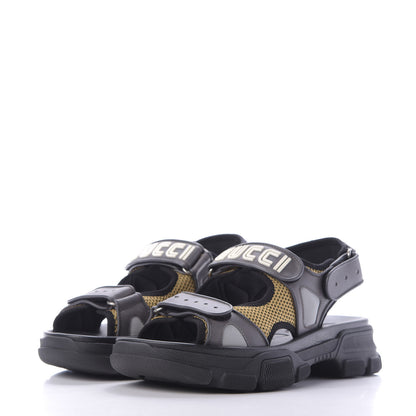 Gucci X SEGA Nappa Mesh Mens Aguru Sandals 8 Loess Black 3 of 10