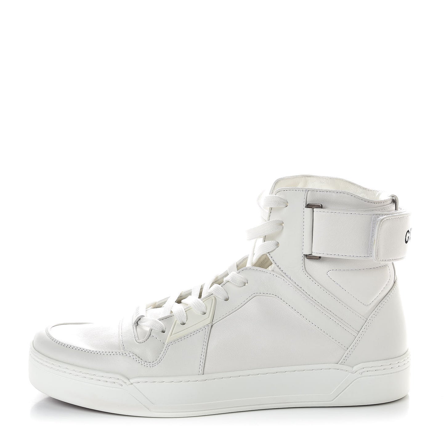 Calfskin Mens High Top Sneakers 10 White