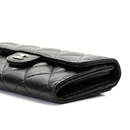 Chanel Caviar Quilted Medium Gusset Flap Wallet Black 5 of 9