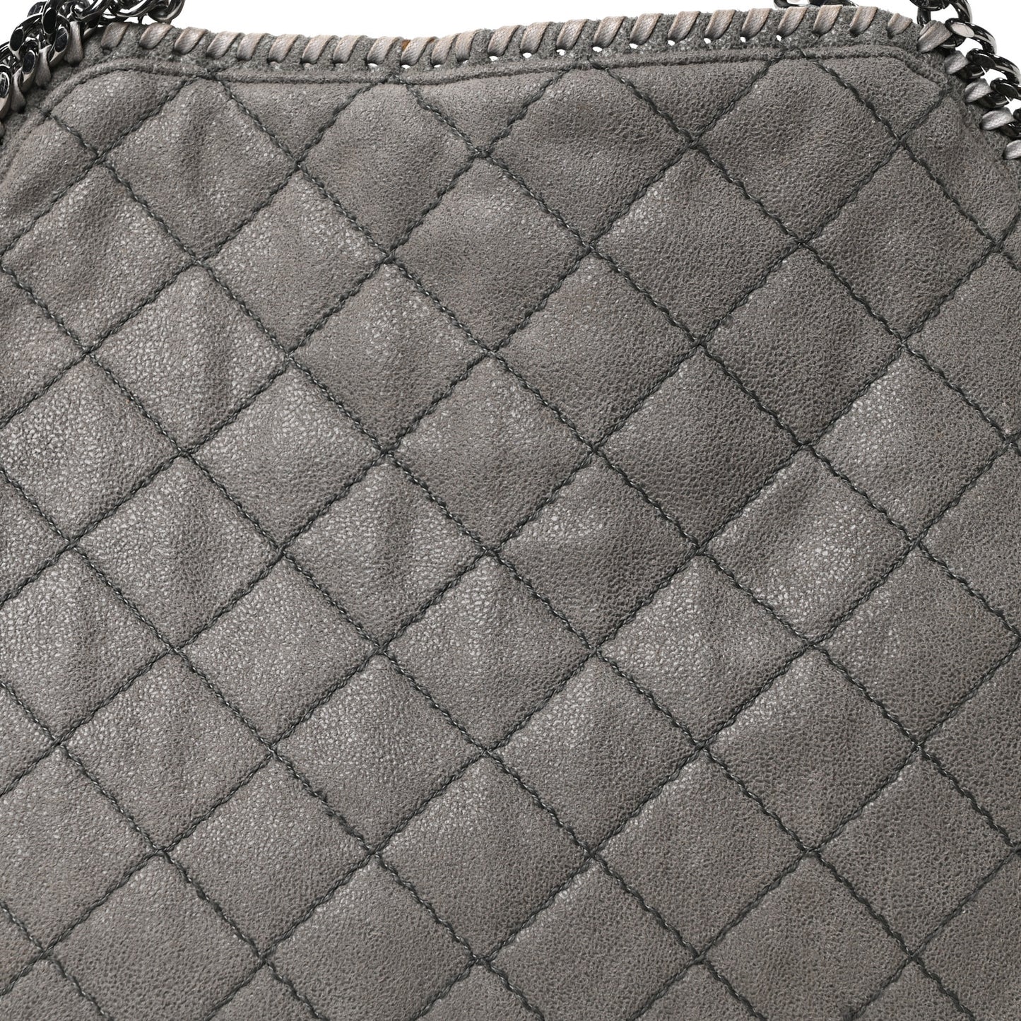 Shaggy Deer Quilted Small Falabella Tote  Light Grey