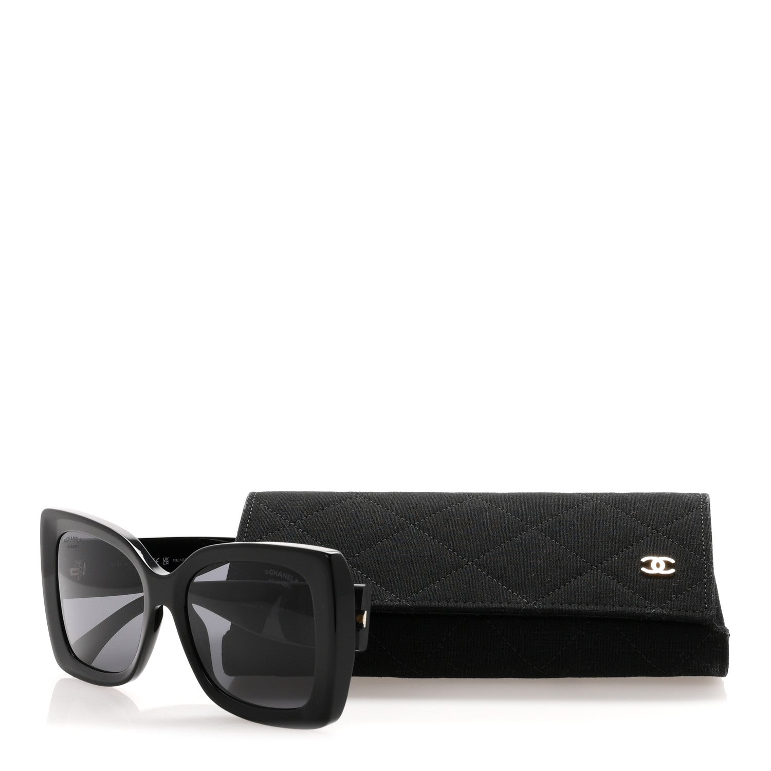 Chanel Acetate CC Polarized Square Sunglasses 5555 Black 8 of 8