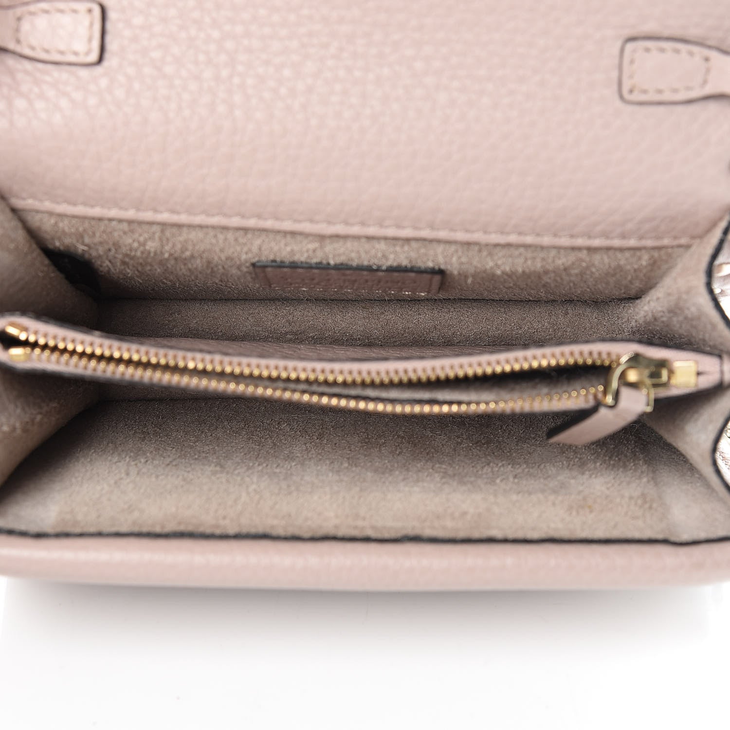 Valentino Garavani Pebbled Calfskin Rockstud Wallet on Chain Poudre 5 of 11