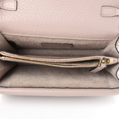 Valentino Garavani Pebbled Calfskin Rockstud Wallet on Chain Poudre 5 of 11