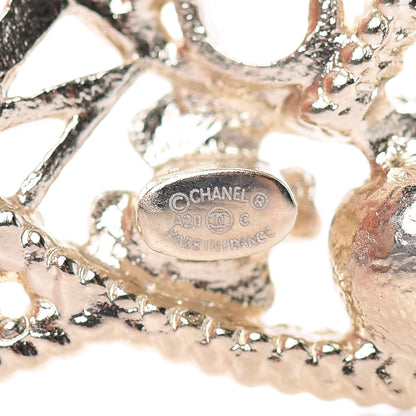 Chanel Crystal Pearl CC Charms Brooch Gold 4 of 5