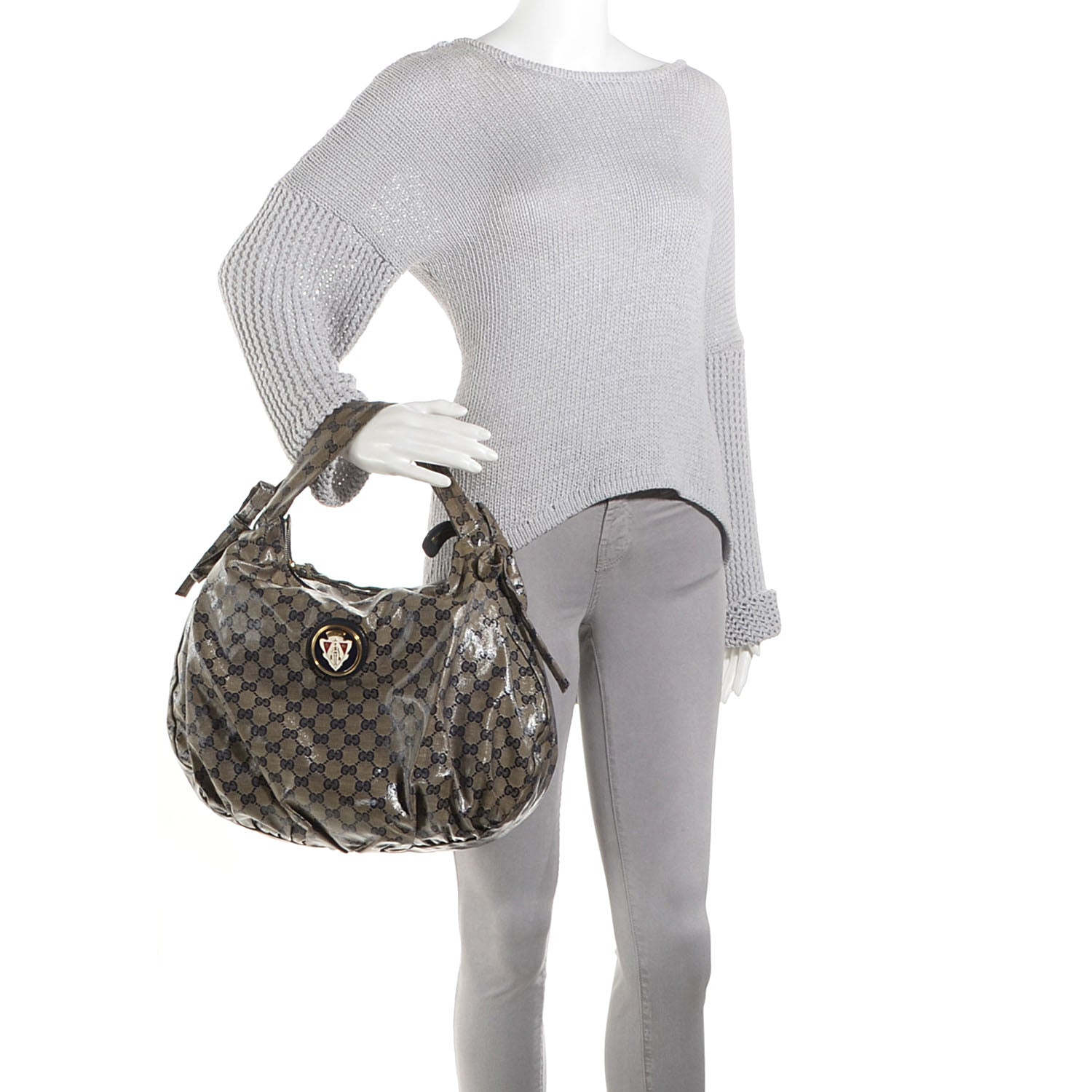 Gucci Crystal Monogram Medium Hysteria Hobo Navy Blue 2 of 7