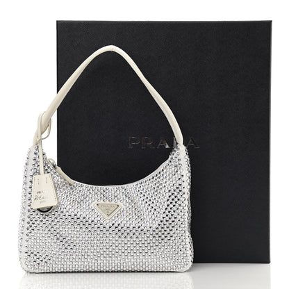 Prada Satin Crystal Mini Re-Edition 2000 Bag White 11 of 11