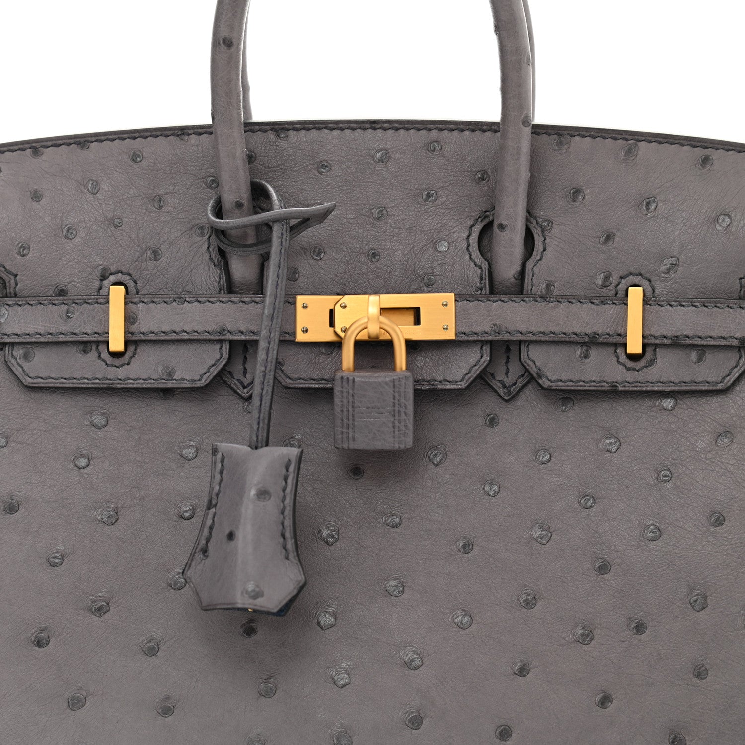 Hermes Ostrich Horseshoe Birkin 25 Gris Agate Bleu De Malte 8 of 11