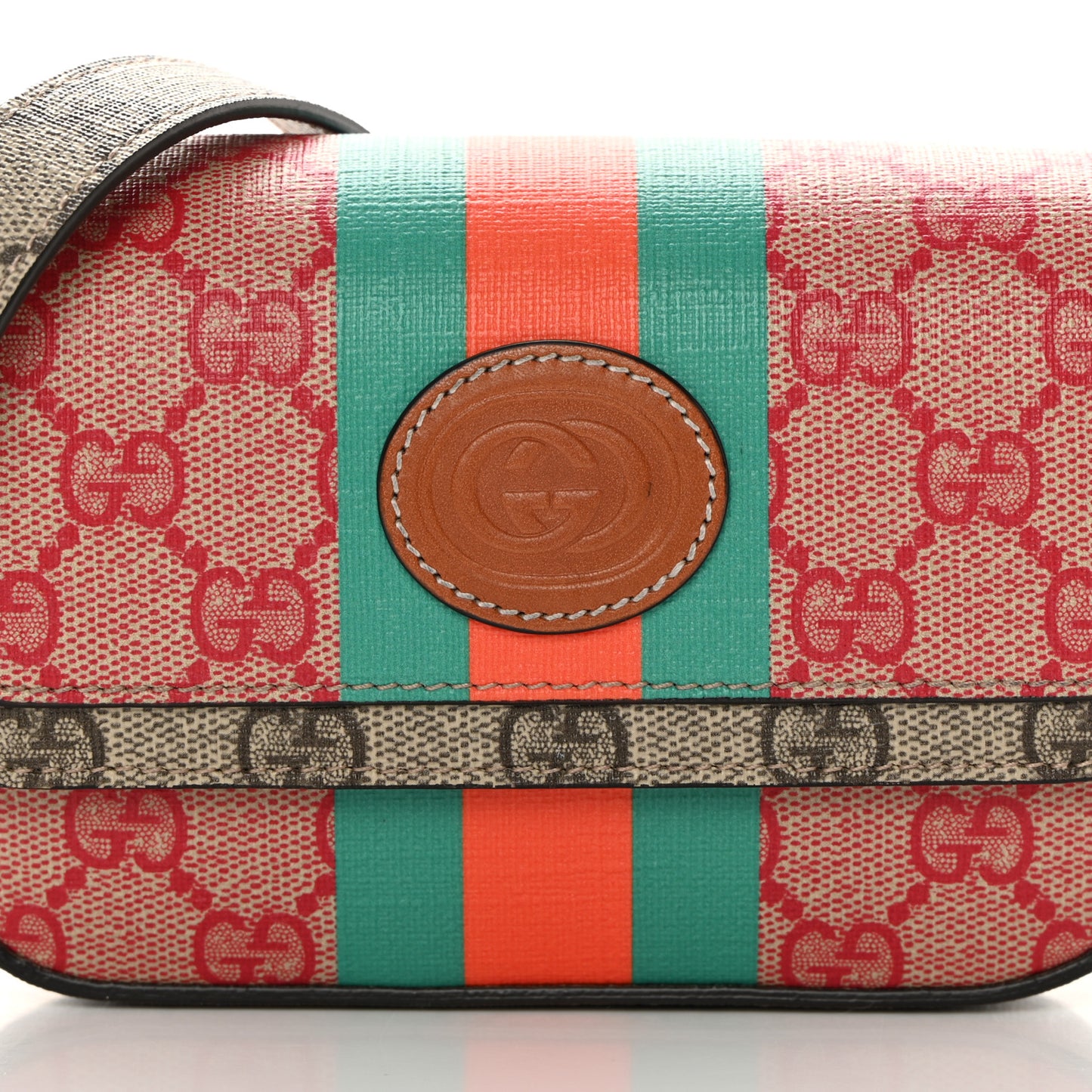 X DANS LE VERT GG Supreme Monogram Cuoio Web Mini Retro Interlocking G Top Handle Beige Rosso Ebony Harness Brown