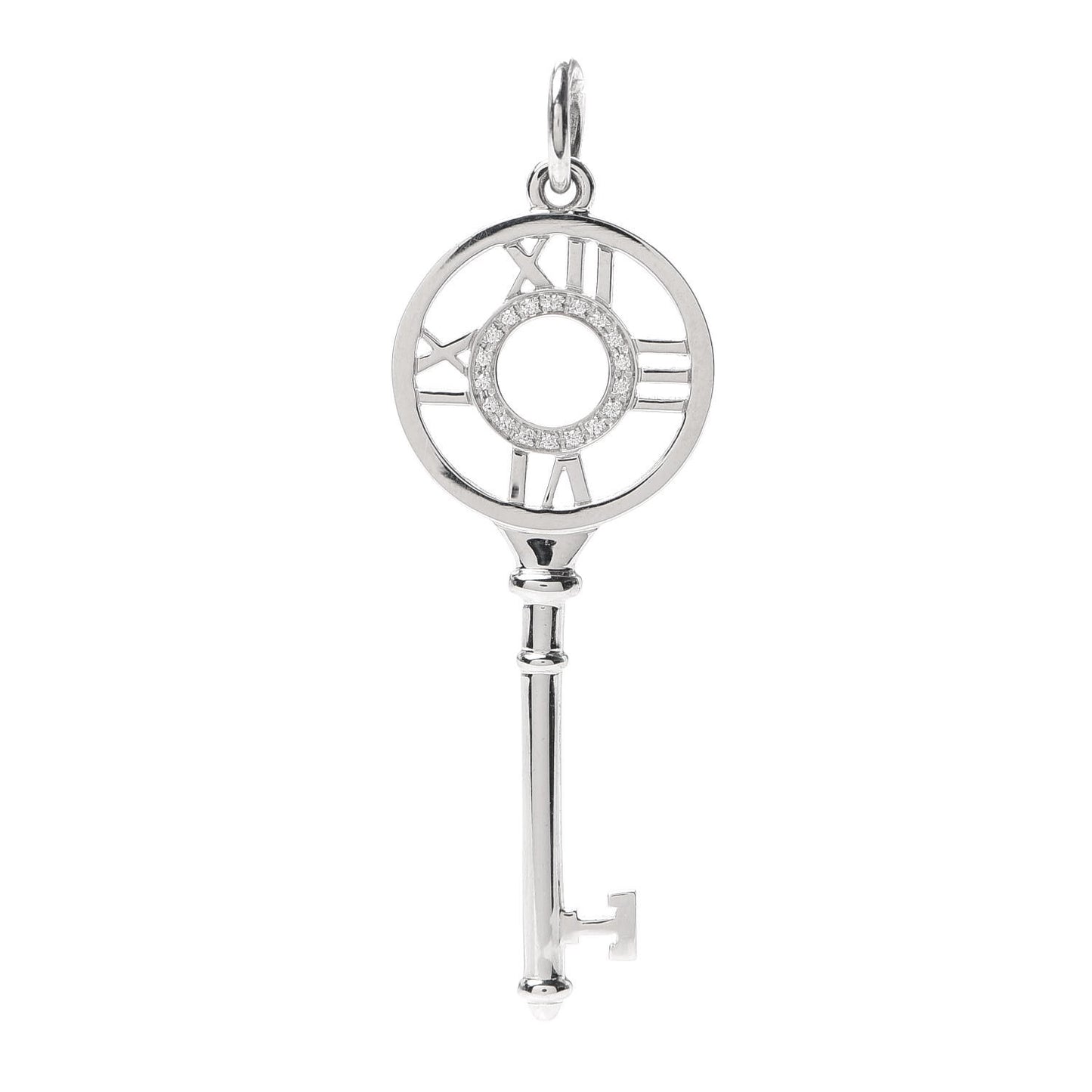 18K White Gold Diamond Atlas Key Pendant