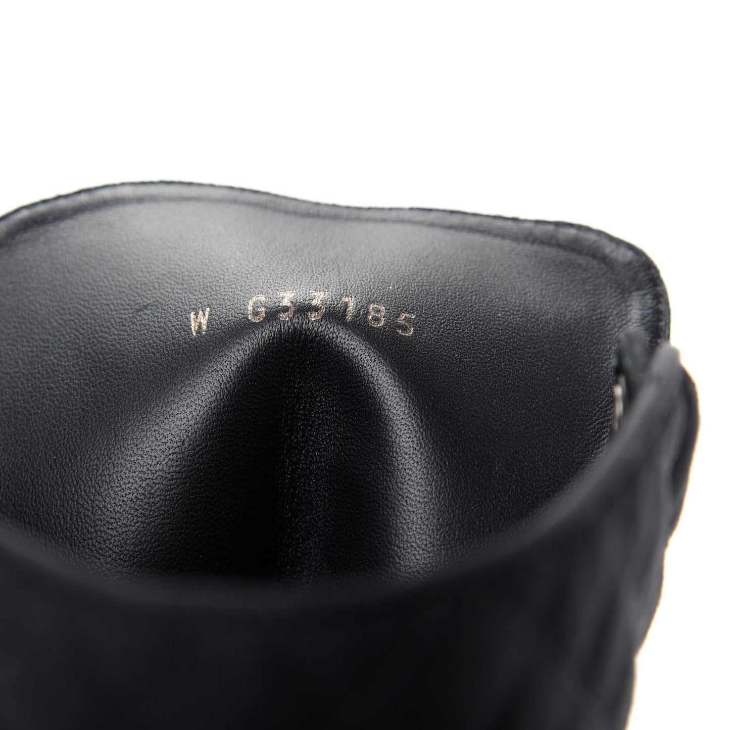 Grosgrain Pearl Chain CC Combat Short Boots 36 Black