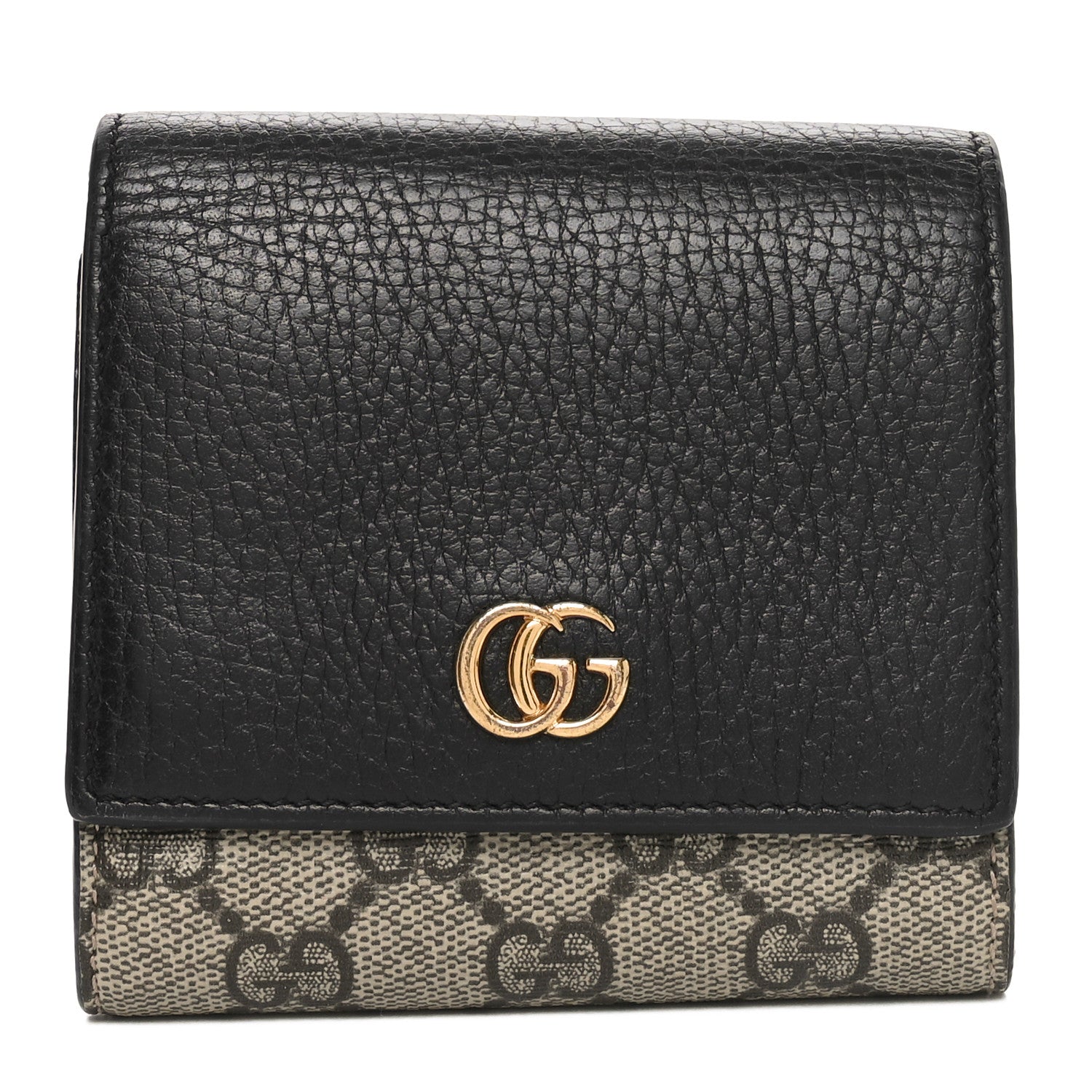Gucci Dollar Calfskin GG Supreme Monogram Medium GG Marmont Wallet Black Beige Ebony 1 of 7