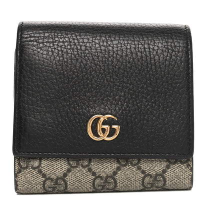 Gucci Dollar Calfskin GG Supreme Monogram Medium GG Marmont Wallet Black Beige Ebony 1 of 7