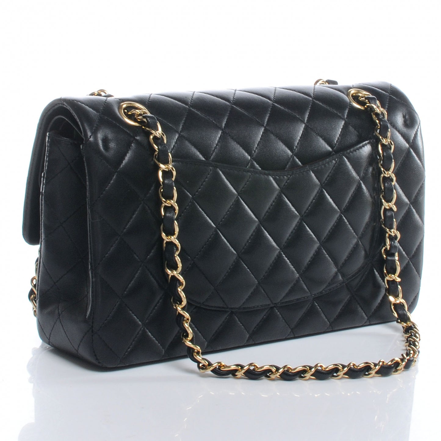 Lambskin Medium Double Flap Black