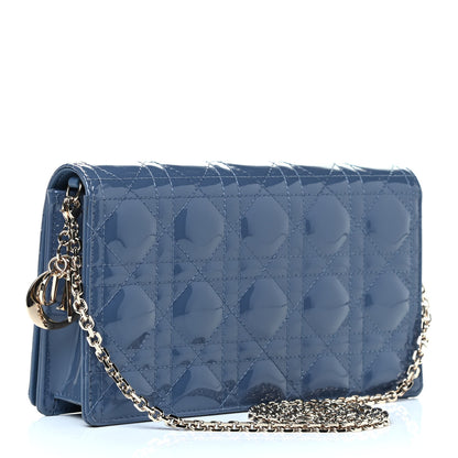 Christian Dior Patent Cannage Lady Dior Convertible Clutch Blue 3 of 5