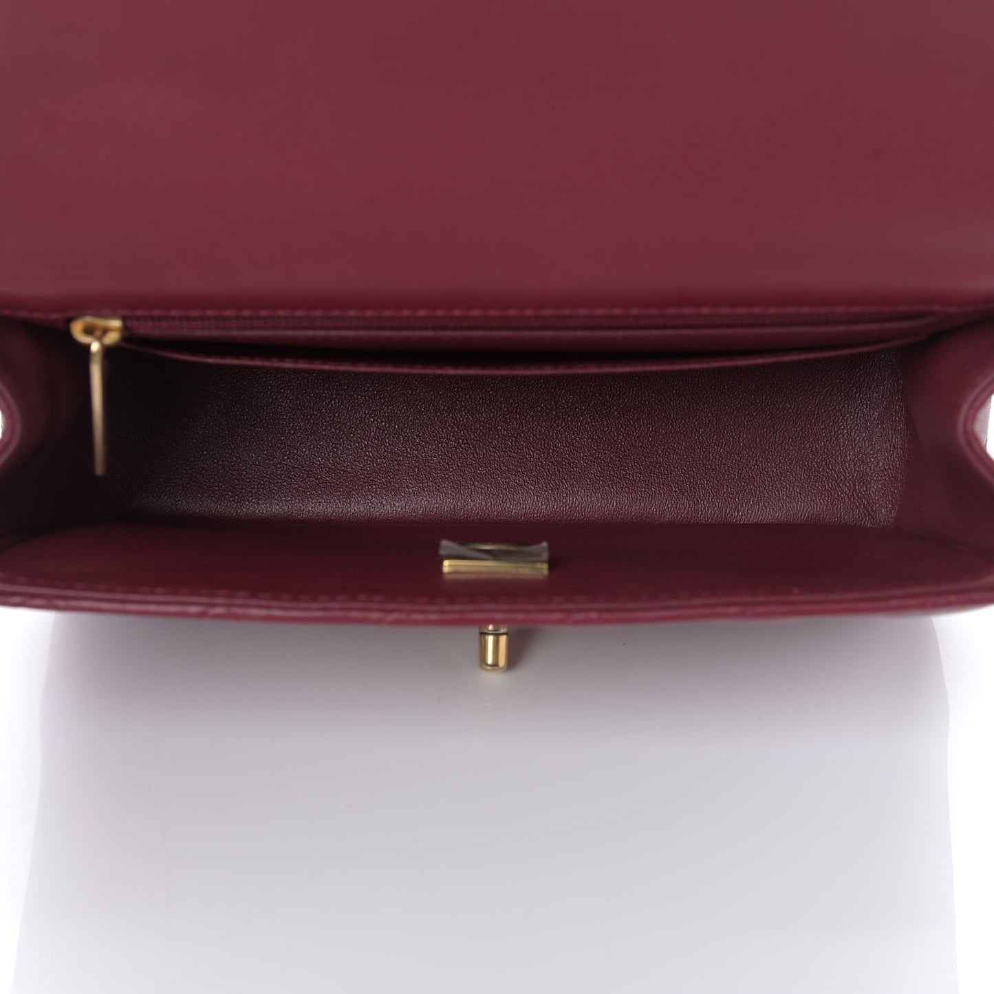 Lambskin Quilted Mini Top Handle Rectangular Flap Burgundy