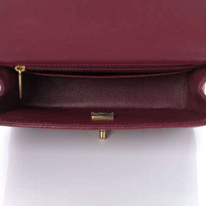 Chanel Lambskin Quilted Mini Top Handle Rectangular Flap Burgundy 4 of 8
