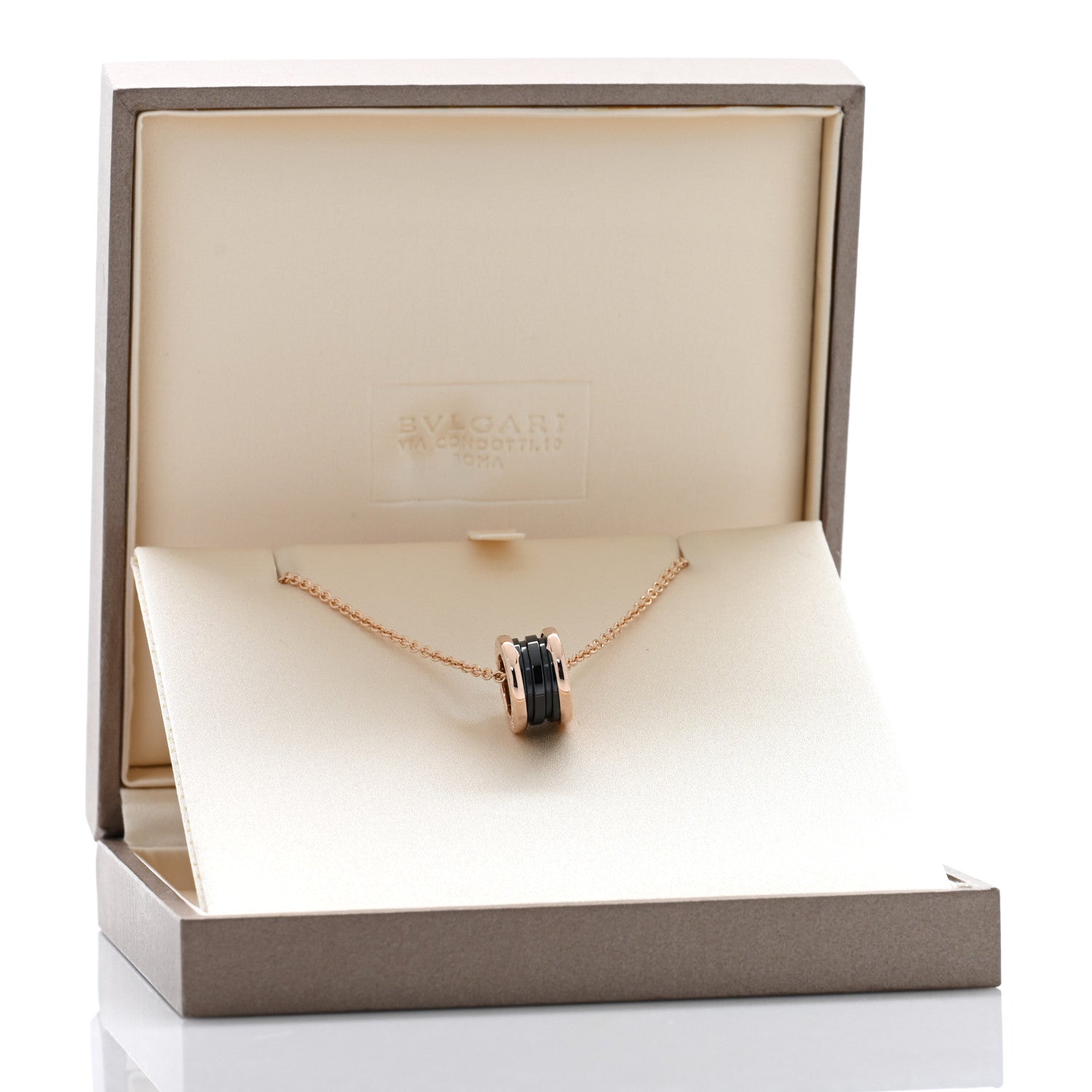 Bulgari 18K Rose Gold Black Ceramic B.Zero1 Pendant Necklace 5 of 5