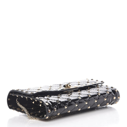 Valentino Garavani Patent Rockstud Spike Wallet on Chain Black 4 of 9