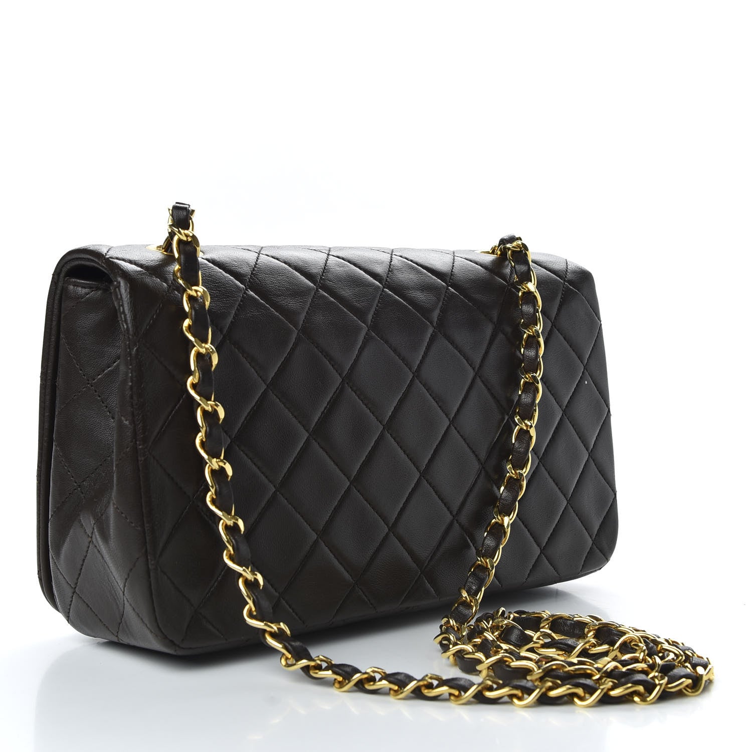 Chanel Lambskin Quilted Small Single Flap Bag Dark Brown 3 of 9