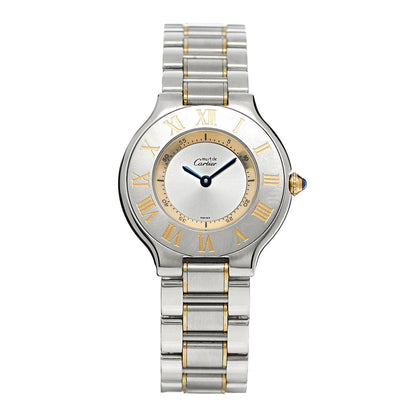 Cartier Stainless Steel 18K Yellow Gold 31mm Must De 21 Quartz Watch 1 of 9