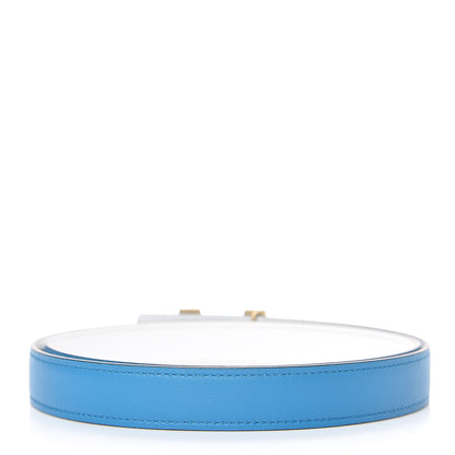 Hermes Epsom Swift Lizard 24mm Mini Constance H Belt 85 Bleu Zanzibar White Sesame 4 of 8