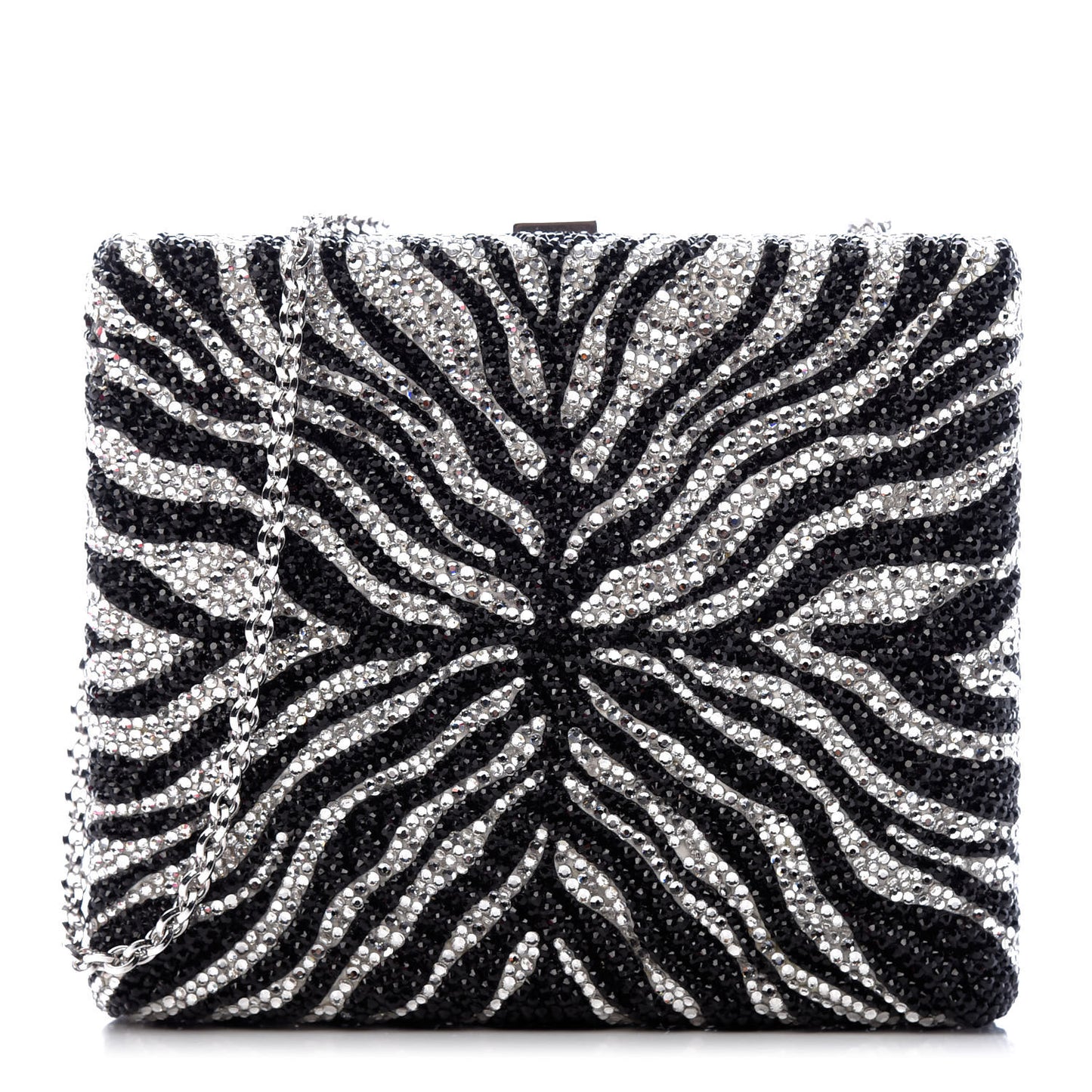 Austrian Crystal Zebra Evening Bag Silver Black