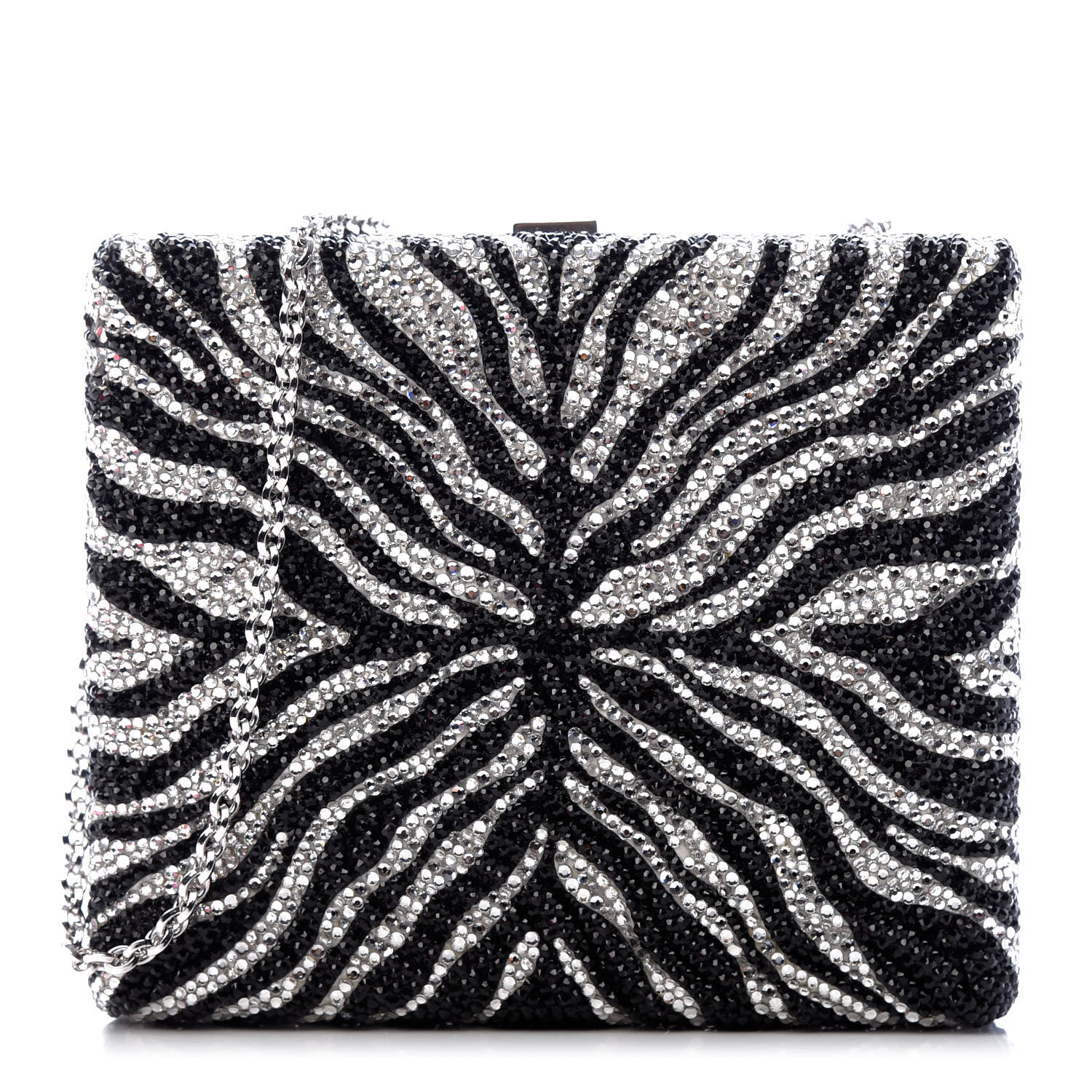 Judith Leiber Austrian Crystal Zebra Evening Bag Silver Black 1 of 9