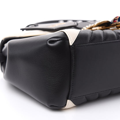Gucci Calfskin Bamboo Trapuntata Queen Margaret Top Handle Bag Mystic White Black 8 of 11