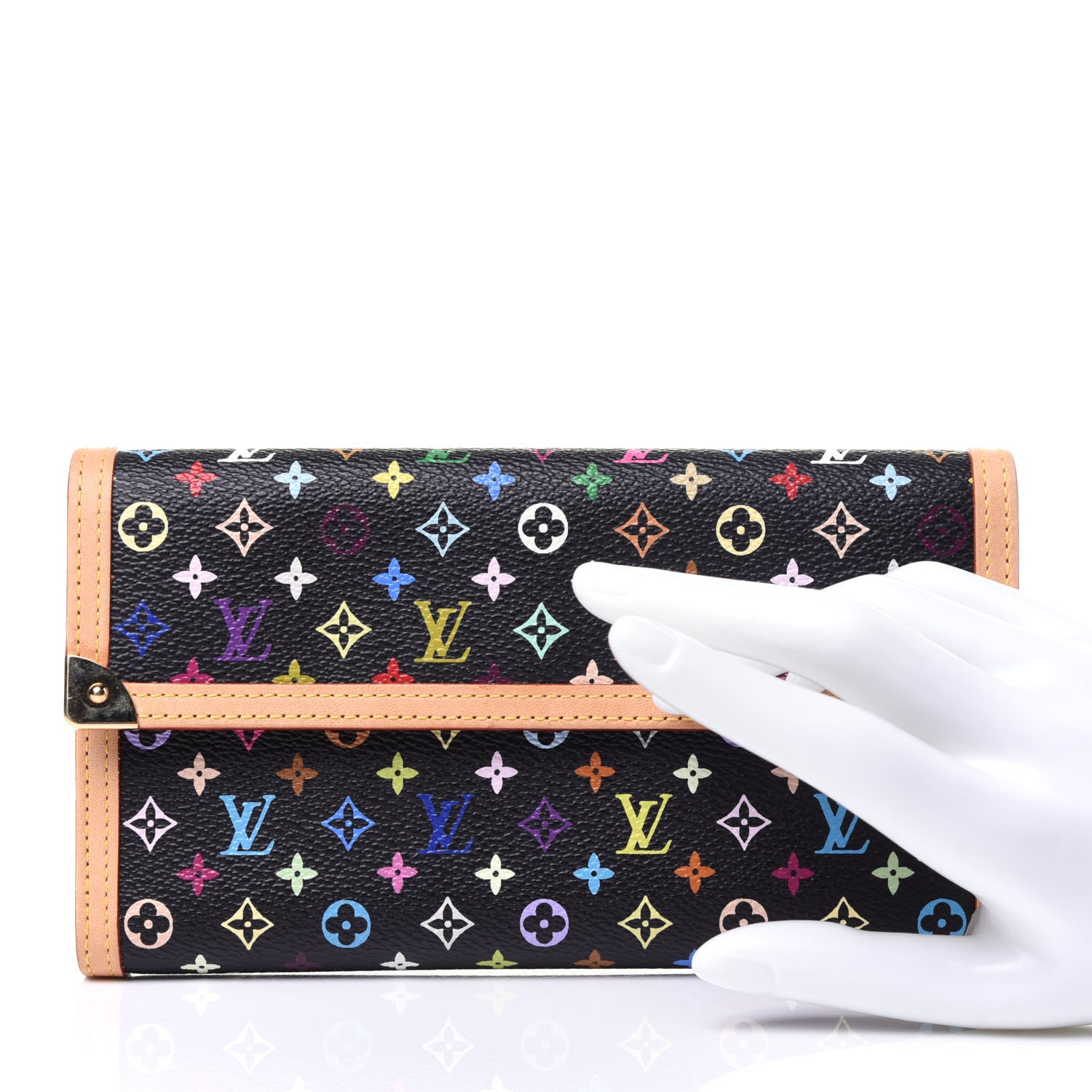 Louis Vuitton Monogram Multicolor Porte Tresor International Wallet Black 2 of 8