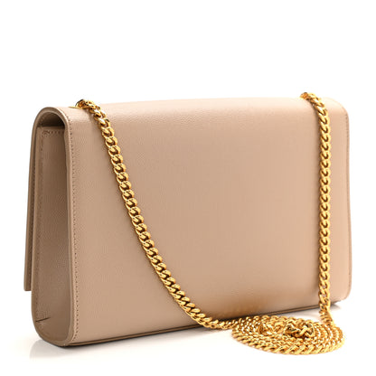 Saint Laurent Grain De Poudre Medium Monogram Kate Satchel Dark Beige 3 of 12