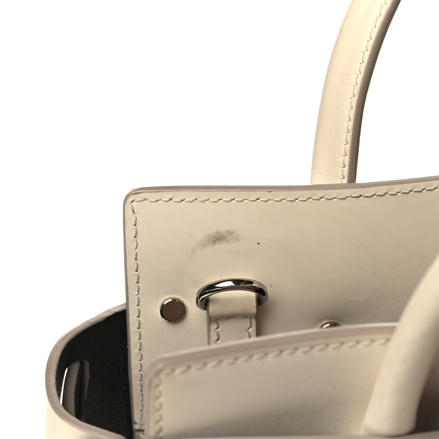 Smooth Calfskin Mini Horizon Satchel Off White
