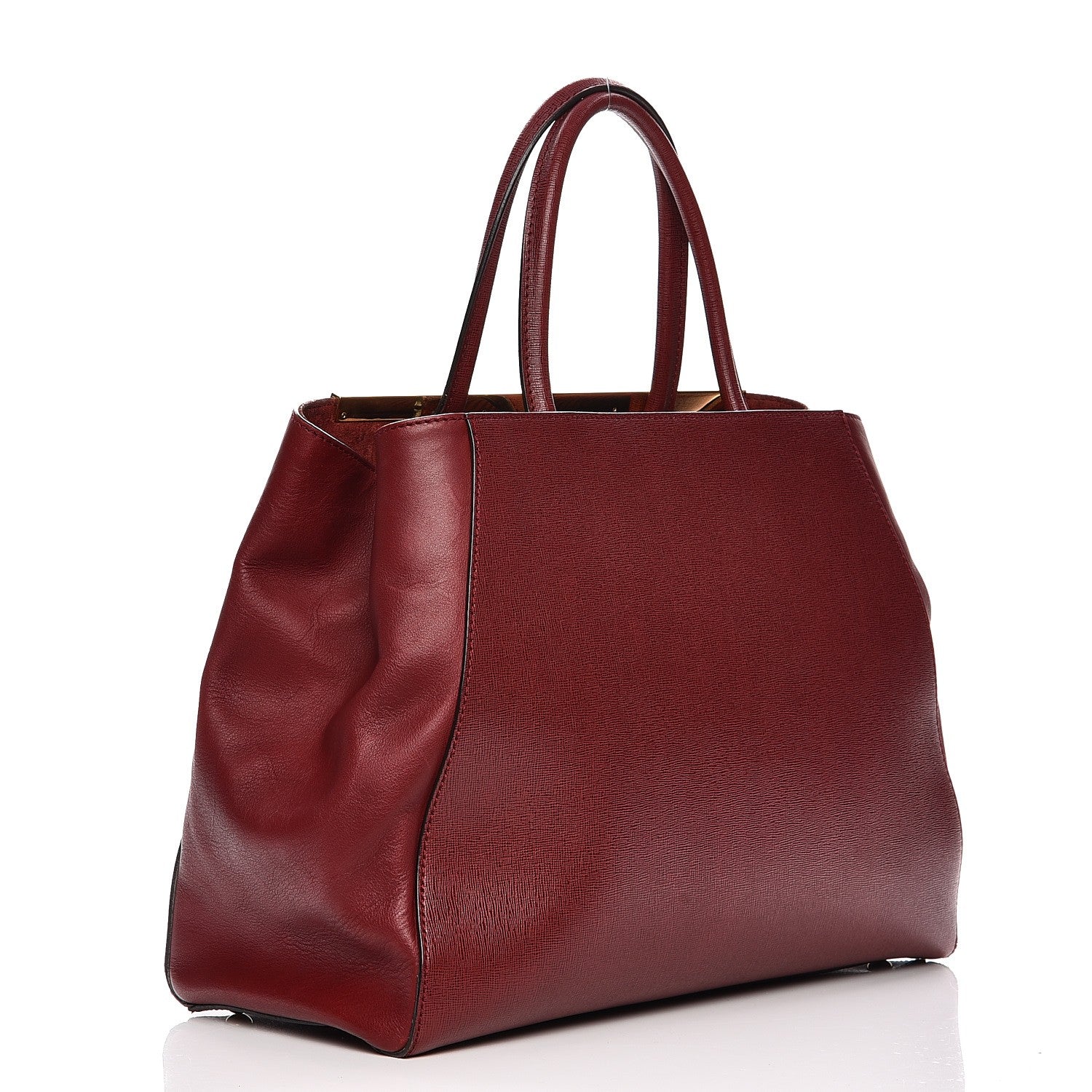 Fendi Vitello Elite Regular 2Jours Tote Rosso Scuro Ciliegia 3 of 16
