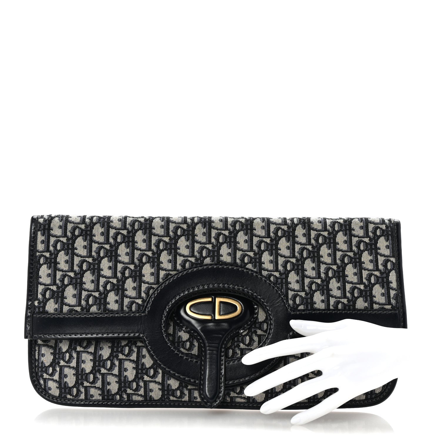 Christian Dior Oblique Fold Over Clutch Blue 2 of 6