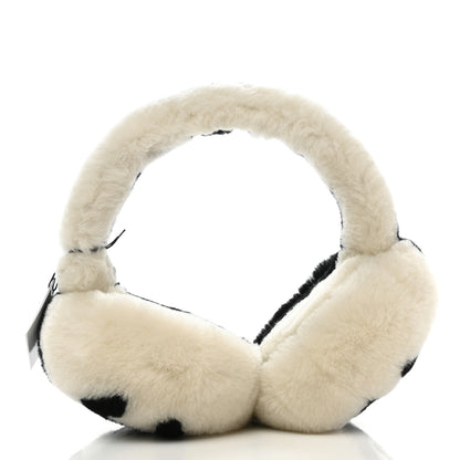 Chanel Shearling CC Ear Muffs Black White 3 of 5