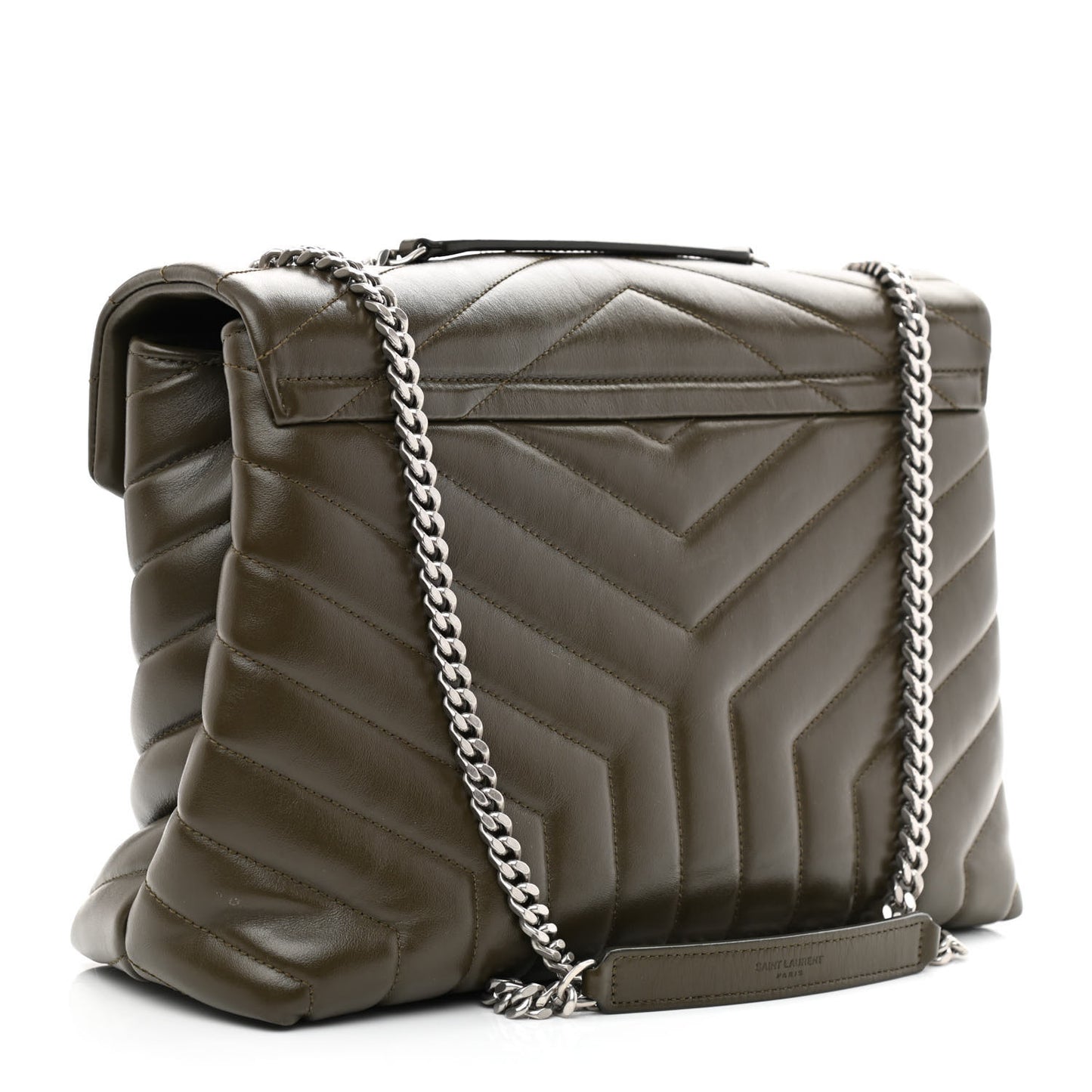 Calfskin Y Quilted Monogram Medium Loulou Chain Satchel Military Olive